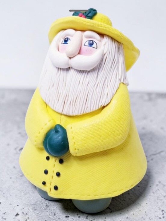 None Other - Vintage Santa Fisherman Figurine Bread Dough Polymer Clay Coastal Christmas Yell